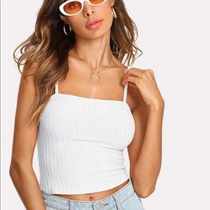 White Cropped Ribbed Cami - NWOT